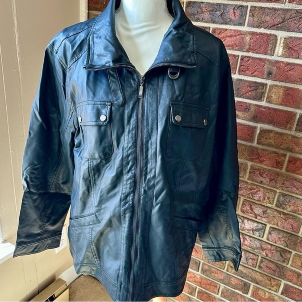 American Rag Women’s Plus Size 3X Black Faux Leather Zip Up Moto Jacket Classic